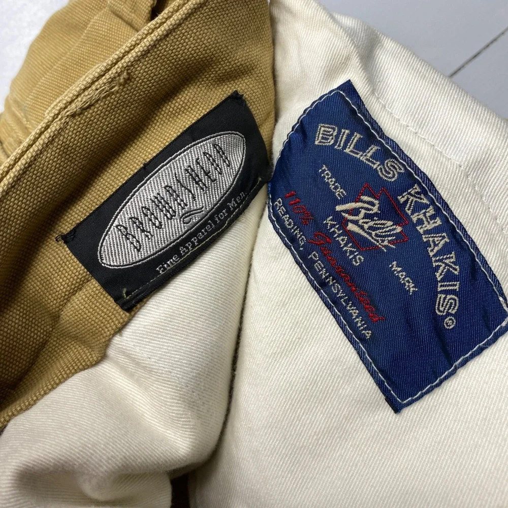 Bills Khakis M1 Pleated Trousers Mens 34 Tan Cotton Canvas Made in USA Pants